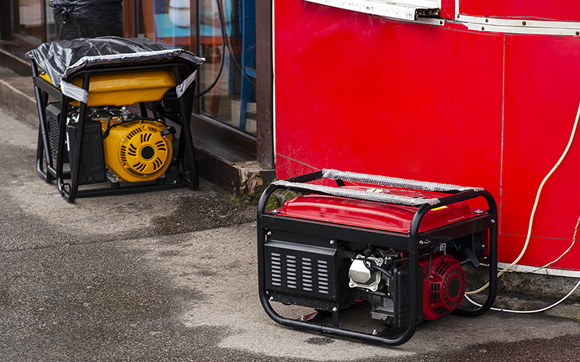 Two gas generators hooked up to a small business